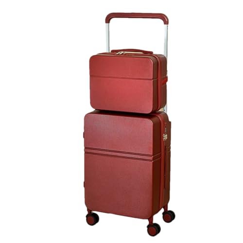 Design Koffer mit großer Kapazität, breiter Griff, für Herren und Damen, Handgepäck, Reisetrolley, Rot mit Koffer, 128 von Suwequest