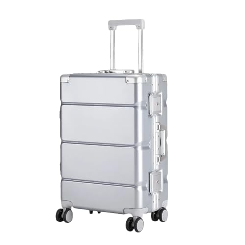 Einfarbiger Koffer, Aluminiumrahmen, großes Fassungsvermögen, Reisekoffer, Passwortkoffer, 50,8 cm (20 Zoll) Gepäck, silber, 61 cm (24 zoll) von Suwequest