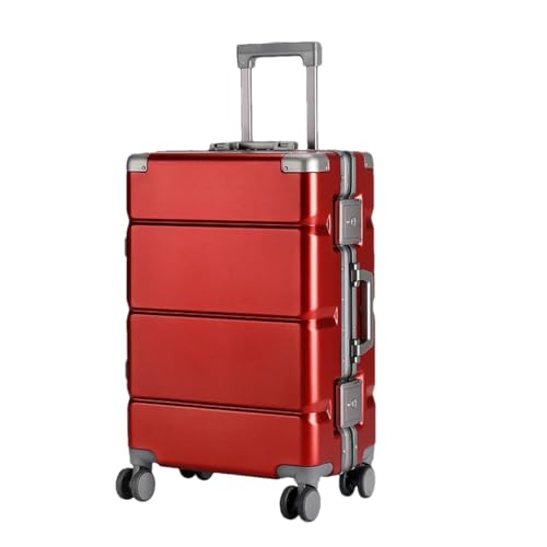 Einfarbiger Koffer, Aluminiumrahmen, großes Fassungsvermögen, Reisekoffer, Passwortkoffer, 50,8 cm (20 Zoll) Gepäck, weinrot, 66 cm von Suwequest