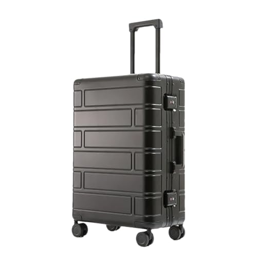 Koffer, Aluminium-Magnesium-Legierung, Gepäck-Reisetasche, Universal-Rad, modischer Trolley-Koffer, Passwort-Koffertasche, Schwarz , 51 cm von Suwequest