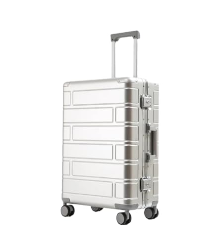 Koffer, Aluminium-Magnesium-Legierung, Gepäck-Reisetasche, Universal-Rad, modischer Trolley-Koffer, Passwort-Koffertasche, weiß, 51 cm von Suwequest