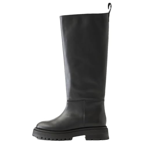 Lederstiefel für Damen, Winter, gerade, kniehohe Stiefel, modische Plateauschuhe von Suwequest