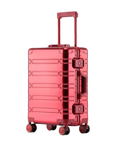 Modischer Aluminium-Trolley, Koffer, Business-Reisegepäck, Metallkoffer, Passwort, Hartschale, Check-in-Gepäck, rot, 61 cm (24 zoll) von Suwequest