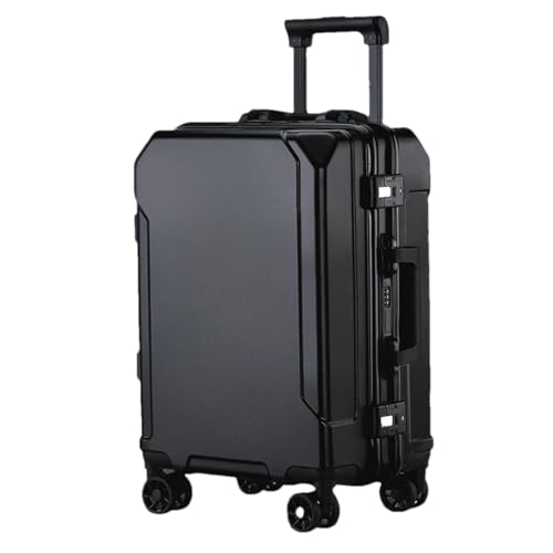 Reisegepäck, modischer Koffer, Aluminiumrahmen, Trolley-Koffer für Damen und Herren, Schwarz (schwarzer Rand), 61 cm (24 zoll) von Suwequest