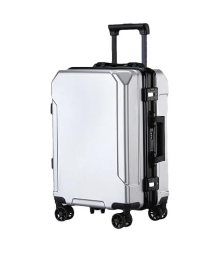 Reisegepäck, modischer Koffer, Aluminiumrahmen, Trolley-Koffer für Damen und Herren, Silber (schwarzer Rand), 71,2 cm (28 zoll) von Suwequest