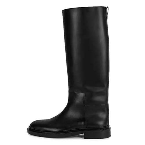 Suwequest Modische Lederstiefel für Damen, kniehohe Stiefel, modisch, Herbst, Winter, Damenstiefel, schwarz, kein Fell, Größe 40 von Suwequest