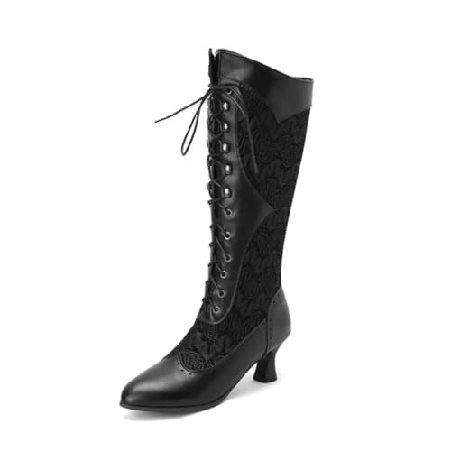 Suwequest Winterstiefel für Damen, spitz, hohe Absätze, Damenstiefel, lange Stiefel, hohe Stiefel, schwarz, Größe 32 von Suwequest