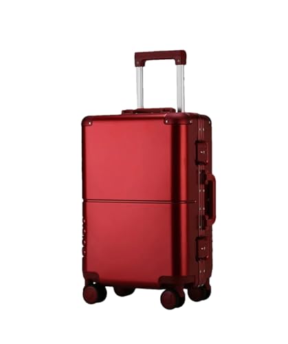 Trolley-Koffer mit großem Fassungsvermögen, Rollen, Unisex, einfarbig, Check-in-Koffer, modisch, helle Farben, rot, 66 cm von Suwequest