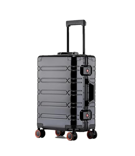 Trolley aus Aluminiumlegierung, Spinnrad, Aluminium-Legierung, Metallbox, Passwort-Boarding-Koffer, Schwarz , 74 cm von Suwequest