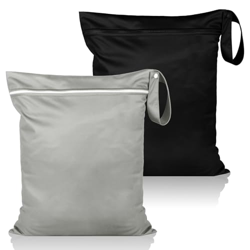 2 Stück Wet Bag, Wiederverwendbar Schmutzige Kleidung Nasstasche, Wasserdichte Wetbag Schwimmsachen mit Reißverschluss, für Baby-Stoffwindeln Sportkleidung Badeanzüge, 40 x 50 cm, Schwarz/Hellgrau 2 Stück Wet Bag, Wiederverwendbar Schmutzige Kleidung Nasstasche, Wasserdichte Wetbag Schwimmsachen mit Reißverschluss, für Baby-Stoffwindeln Sportkleidung Badeanzüge, 40 x 50 cm, Schwarz/Hellgrau von Svalor