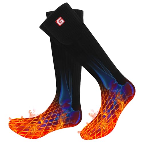 Beheizte Socken, Svpro 2023 Neue Wiederaufladbare Beheizbare Socken Männer Frauen Batterie Heizung Thermische Socken Kaltes Wetter Socken Beheizt für Outdoor Skifahren Winter Camping Wandern von Svpro