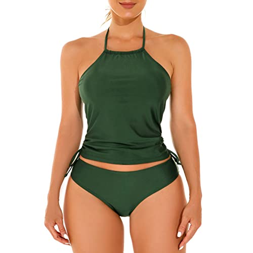 2-teiliger Tankini-Badeanzug für Damen, mit Unterteil, einfarbig, Tank-Tops, Badeanzüge von Sweeaau