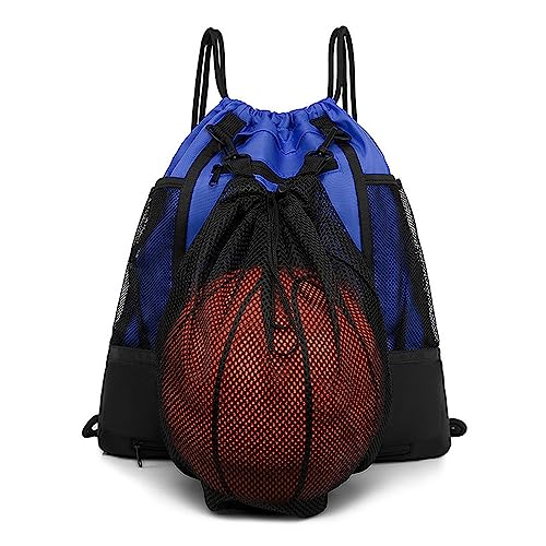 Swetopq Rucksack mit Kordelzug, Basketball-Schultertaschen, faltbare Fußballtasche, Sportrucksack mit doppelten tragbaren Taschen von Swetopq