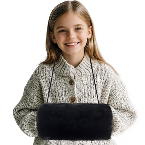 SwirlColor Handmuff Kunstpelz Muff für Warme Hände mit Tasche Riemen Schwarz Muff Handwärmer Kinder SwirlColor Handmuff Kunstpelz Muff für Warme Hände mit Tasche Riemen Schwarz Muff Handwärmer Kinder von SwirlColor