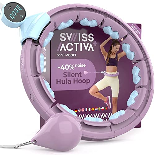Swiss Activa+ S5.S+ Silent Hula Hoop Erwachsene mit Zähler 60-112cm - Extra leiser - Fällt Nicht runter - Reifen für Frauen zum abnehmen - Smarter Fitness Hula Hoop mit Gewicht von Swiss Activa+