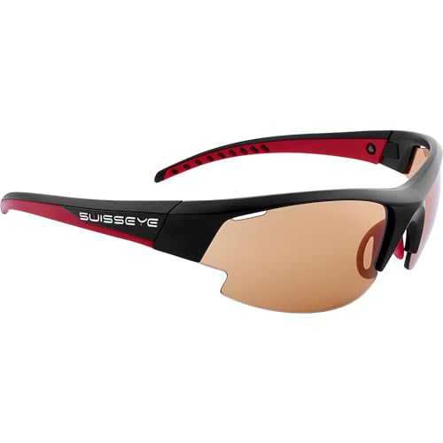 SWISSEYE Gardosa Re+ Sportbrille, Black matt/red, photochromic orange-Smoke von SWISSEYE