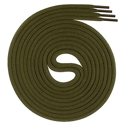 Swissly 1 Paar runde Schnürsenkel, Rundsenkel für Business- und Lederschuhe, reißfester Allroundsenkel, ø 3mm Farbe Olive Länge 60cm von Swissly