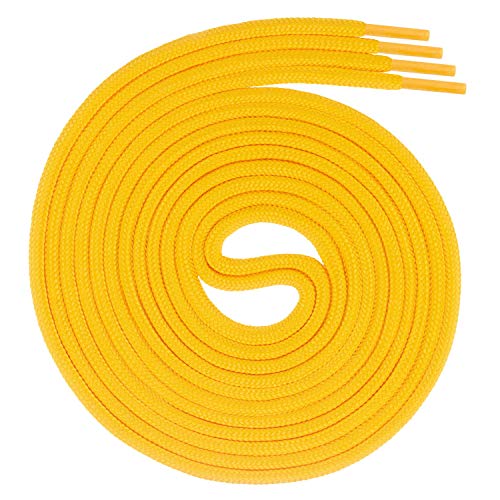 Swissly 1 Paar runde Schnürsenkel, Rundsenkel für Business- und Lederschuhe, reißfester Allroundsenkel, ø 3mm Farbe gelb Länge 120cm von Swissly