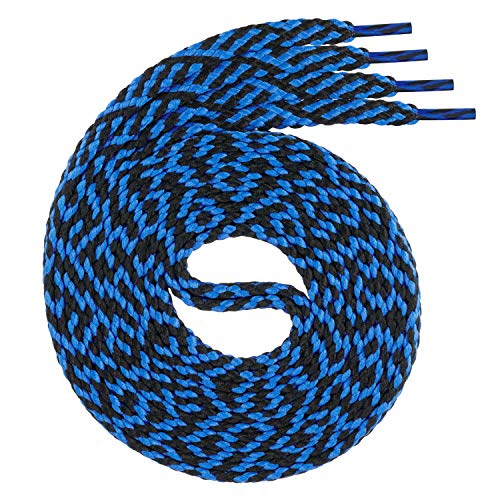 Swissly 1Paar Flache Schnürsenkel für Sneaker und Sportschuhe - sehr reißfest - ca. 7,0 mm breit aus 100% Polyester, Farbe: Black/Blue Länge: 110cm von Swissly