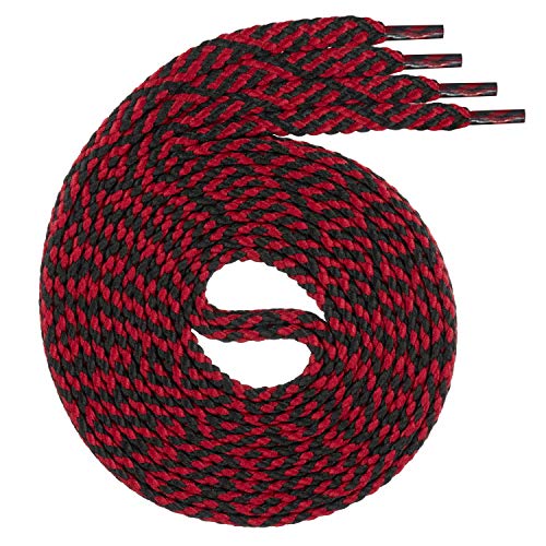Swissly 1Paar Flache Schnürsenkel für Sneaker und Sportschuhe - sehr reißfest - ca. 7,0 mm breit aus 100% Polyester, Farbe: Black/Cherry Länge: 150cm Swissly 1Paar Flache Schnürsenkel für Sneaker und Sportschuhe - sehr reißfest - ca. 7,0 mm breit aus 100% Polyester, Farbe: Black/Cherry Länge: 150cm von Swissly