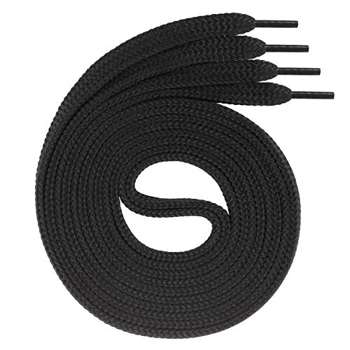 Swissly 1Paar Flache Schnürsenkel für Sneaker und Sportschuhe - sehr reißfest - ca. 7,0 mm breit aus 100% Polyester, Farbe: Black Länge: 130cm von Swissly