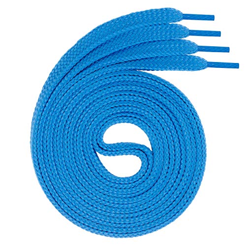 Swissly 1Paar Flache Schnürsenkel für Sneaker und Sportschuhe - sehr reißfest - ca. 7,0 mm breit aus 100% Polyester, Farbe: Blue Länge: 70cm von Swissly