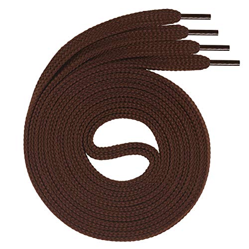 Swissly 1Paar Flache Schnürsenkel für Sneaker und Sportschuhe - sehr reißfest - ca. 7,0 mm breit aus 100% Polyester, Farbe: Brown Länge: 140cm von Swissly