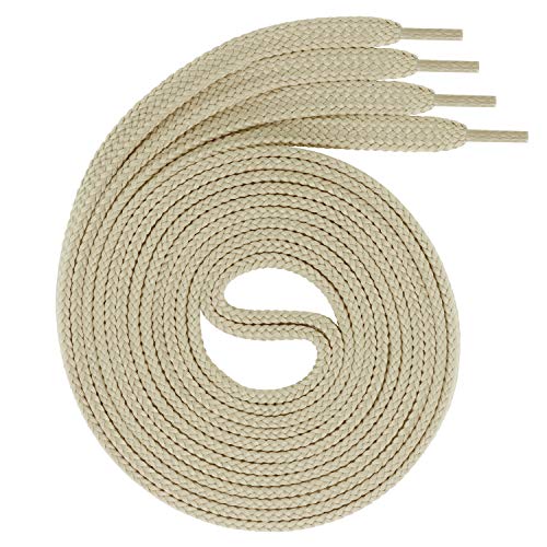 Swissly 1Paar Flache Schnürsenkel für Sneaker und Sportschuhe - sehr reißfest - ca. 7,0 mm breit aus 100% Polyester, Farbe: Light.beige Länge: 100cm von Swissly