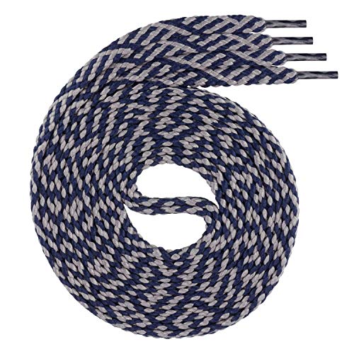 Swissly 1Paar Flache Schnürsenkel für Sneaker und Sportschuhe - sehr reißfest - ca. 7,0 mm breit aus 100% Polyester, Farbe: Navy/Grey Länge: 100cm von Swissly