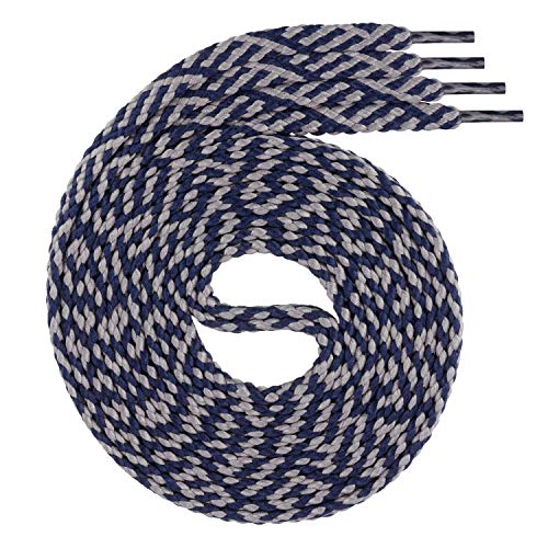 Swissly 1Paar Flache Schnürsenkel für Sneaker und Sportschuhe - sehr reißfest - ca. 7,0 mm breit aus 100% Polyester, Farbe: Navy/Grey Länge: 130cm Swissly 1Paar Flache Schnürsenkel für Sneaker und Sportschuhe - sehr reißfest - ca. 7,0 mm breit aus 100% Polyester, Farbe: Navy/Grey Länge: 130cm von Swissly
