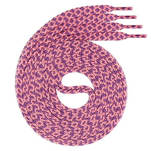 Swissly 1Paar Flache Schnürsenkel für Sneaker und Sportschuhe - sehr reißfest - ca. 7,0 mm breit aus 100% Polyester, Farbe: Peach/Purple Länge: 140cm von Swissly