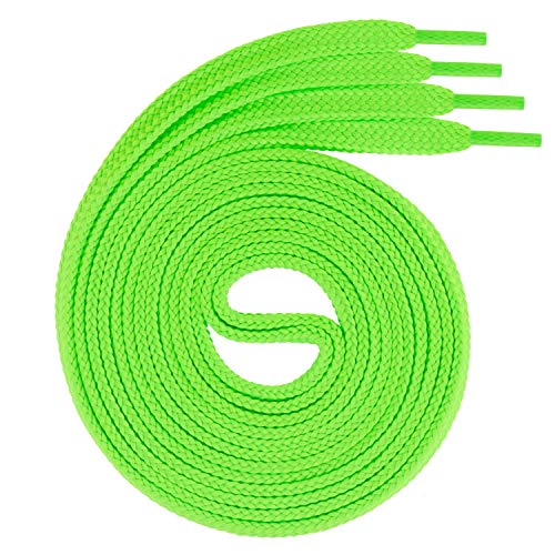 Swissly 1Paar Flache Schnürsenkel für Sneaker und Sportschuhe - sehr reißfest - ca. 7,0 mm breit aus 100% Polyester, Farbe: neon.Green Länge: 90cm von Swissly