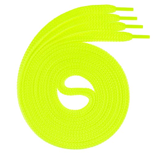 Swissly 1Paar Flache Schnürsenkel für Sneaker und Sportschuhe - sehr reißfest - ca. 7,0 mm breit aus 100% Polyester, Farbe: neon.Lemon Länge: 130cm von Swissly