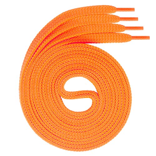 Swissly 1Paar Flache Schnürsenkel für Sneaker und Sportschuhe - sehr reißfest - ca. 7,0 mm breit aus 100% Polyester, Farbe: neon.orange Länge: 110cm von Swissly