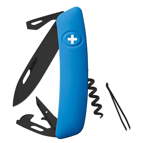 Swiza - Schweizer Messer D03 All Black - Messer Gr 7,5 cm blau von Swiza