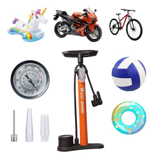Fahrradpumpe mit Manometer, 160 PSI Hochdruck Standpumpe, Tragbare Fahrradreifenpumpen,für Fahrrad, E-Bike, Fußball, Bälle usw Fahrradpumpe mit Manometer, 160 PSI Hochdruck Standpumpe, Tragbare Fahrradreifenpumpen,für Fahrrad, E-Bike, Fußball, Bälle usw von Swsdee