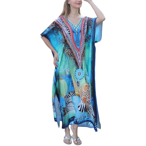 Größe Damen Strandkleid Strandmode für Sonne für Kleidung Druck Strand Up Ethno Print Kleid von Sxett