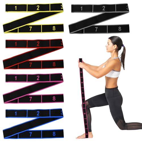 Sxutop 5 Stück Yoga Stretch Gurt Stretching Band mit 8 Schlaufen Dehnungsband Fitness Resistance Bands Fitnessband Verstellbar Yoga Stretching Strap für Fitness, Yoga, Pilates, Tanztraining, 5 Farbe Sxutop 5 Stück Yoga Stretch Gurt Stretching Band mit 8 Schlaufen Dehnungsband Fitness Resistance Bands Fitnessband Verstellbar Yoga Stretching Strap für Fitness, Yoga, Pilates, Tanztraining, 5 Farbe von Sxutop