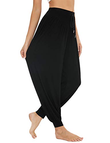 Sykooria Haremshose Damen Yogahose Super Weiche Modale Baumwolle Pumphose Pilates Hosen A-Schwarz XXXL von Sykooria