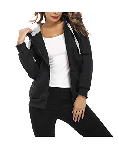 Sykooria Sweatjacke Damen Kapuzenjacke Hoodie mit Reißverschluss Sweatshirts Jacke Casual Running Fitness mit Tasche von Sykooria