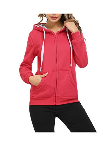 Sykooria Sweatjacke Damen Kapuzenjacke Hoodie mit Reißverschluss Sweatshirts Jacke Casual Running Fitness mit Tasche, Rot Sykooria Sweatjacke Damen Kapuzenjacke Hoodie mit Reißverschluss Sweatshirts Jacke Casual Running Fitness mit Tasche, Rot von Sykooria