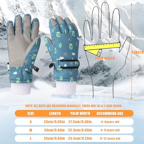 Symphonyw Kinder Winterhandschuhe, Winter Winddicht Wasserdicht Fäustlinge Handschuhe, Kleinkind Skihandschuhe Warme Fäustlinge für Jungen Mädchen Außenaktivität (Blau, S (4-6 Years)) von Symphonyw