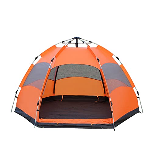 Einfaches Pop-up-Campingzelt für 8 Personen, Outdoor-Campingzelt, Sechseckiges Campingzelt, Doppellagiges, Sofort Automatisches Pop-up-sechseckiges Campingzelt (Orange Gelb) von Syrisora