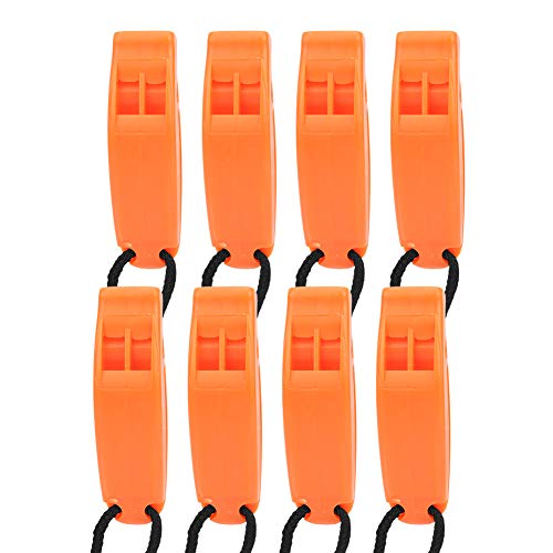 Syrisora Notfallpfeife, Wassersportpfeife, 8 Stück KS-923 Kunststoff-Wassersport-Notfall-Überlebens-Doppelfrequenz-Multifunktionspfeife-Zubehör für den Außenbereich (Orange) von Syrisora