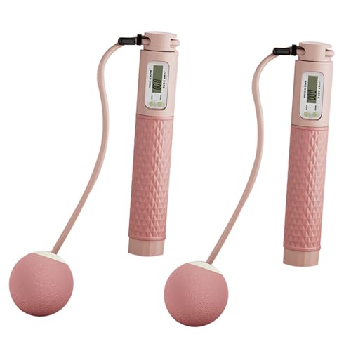 Syrisora Springseil mit Zähler, intelligentes elektronisches, seilloses Springseil mit Gewichtsball für Indoor-Outdoor-Fitnessübungen (Rosa) von Syrisora