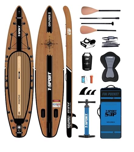 Paddelboard Holzoptik mit Kajak-Kit und allem Zubehör Explorer 12'0.0 cm SUP Paddelboard Holzoptik mit Kajak-Kit und allem Zubehör Explorer 12'0.0 cm SUP von T-Sport