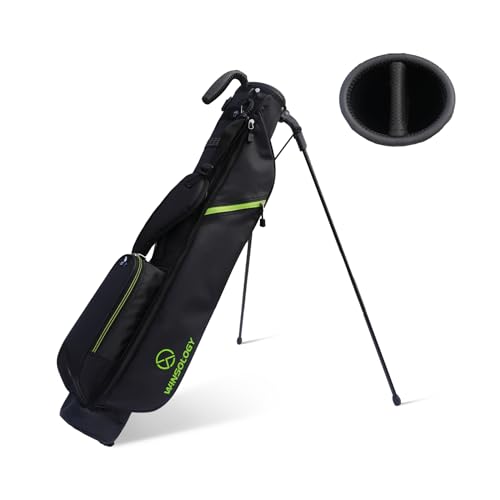 T WINSOLOGY Golftasche, leicht, leicht, mit Gurt und Ständer für die Driving Range, Par 3 und Executive Courses Golftaschen für Männer oder Frauen (Schwarz/Grün) von T WINSOLOGY