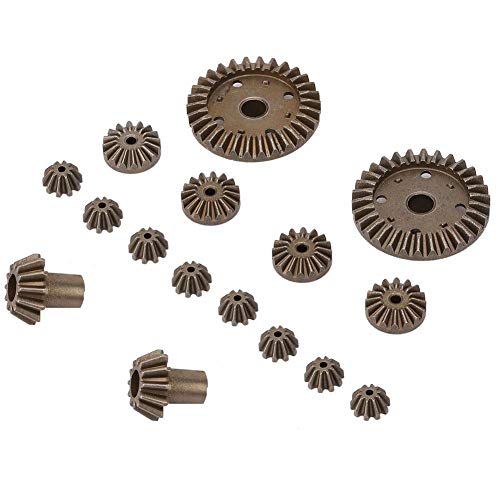 Tbest 16 Stück Metall Gear, Metall Spur Diff Differential Hand Gear RC Gear Upgrade Teile passend für 12428 12423 RC Zubehör von Tbest