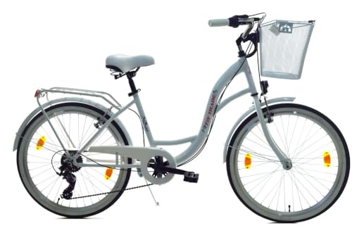 24 Zoll Kinder City Mädchen Fahrrad Mädchenfahrrad Rad Bike Beleuchtung STVO Reflex Weiss Weiß Shimano 6 Gang von T&Y Trade