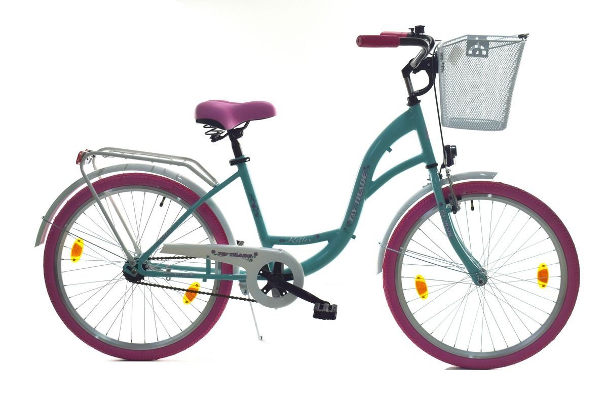 T&Y Trade Cityrad 24 Zoll Kinder Mädchen City Fahrrad Bike Rad STVO Reflex BMP 1 Gang, 1 Gang, Rücktritt, Gepäckträger, Licht, Seitenständer, Korb T&Y Trade Cityrad 24 Zoll Kinder Mädchen City Fahrrad Bike Rad STVO Reflex BMP 1 Gang, 1 Gang, Rücktritt, Gepäckträger, Licht, Seitenständer, Korb von T&Y Trade